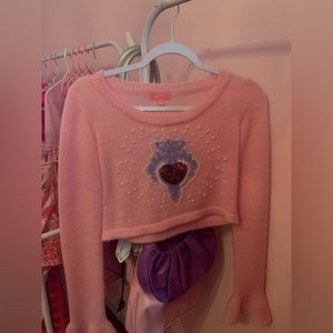 dollskill pink graphic sweater